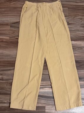 August Silk Lifestyle Women’s Sz. 10 Yellow 100% Silk Pant Straight Leg Side Zip